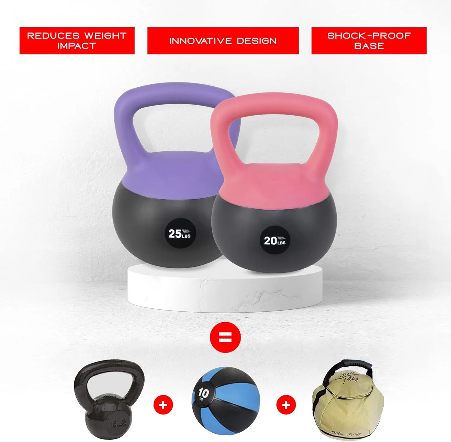 NonZero Gravity Iron Sand Soft Kettlebell with PVC Shell, Shock-Absorbing Base & Extra-Wide Grip for Versatile Workouts | Durable Strength Training Equipment