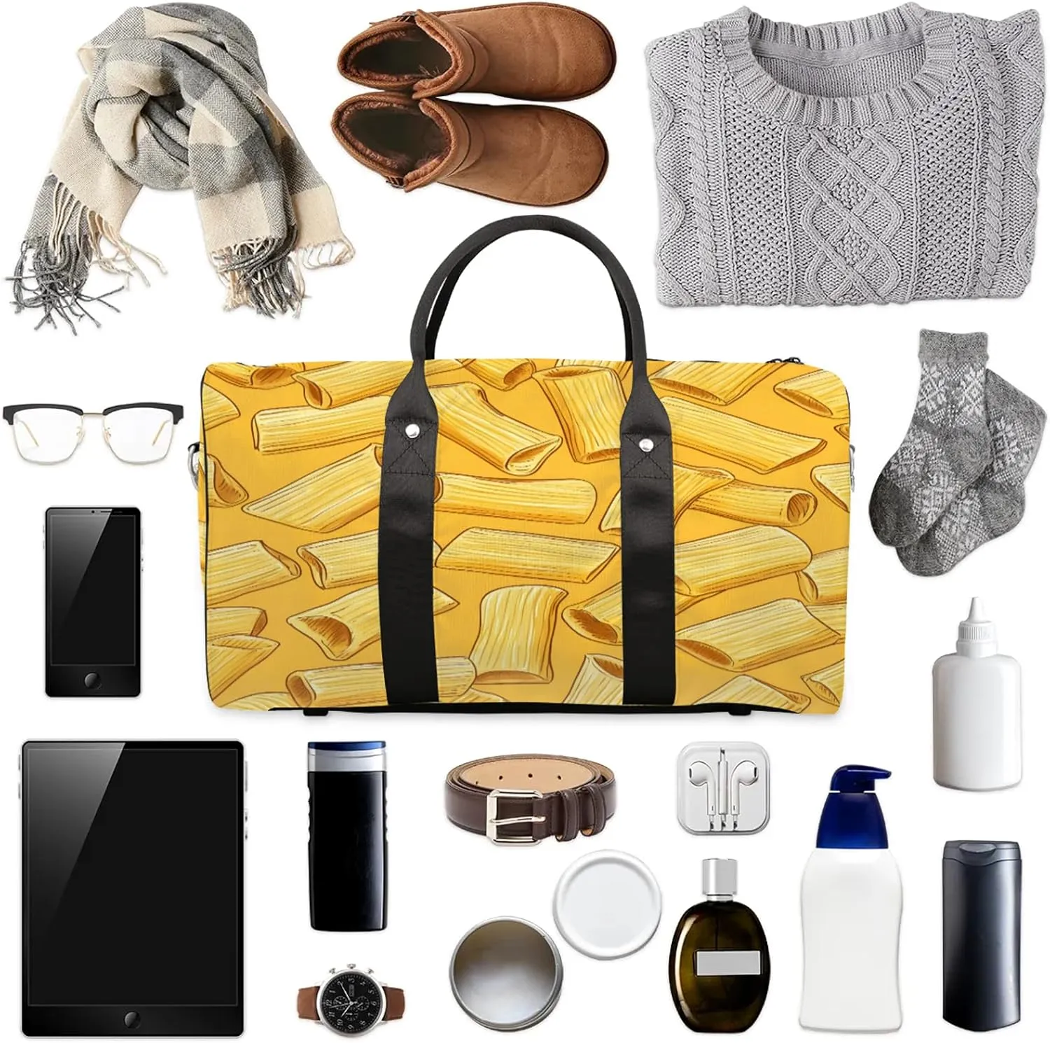 Noodles Duffle Bag for Travel, Overnight Weekend Gym Carry On Luggage Bag, Funny Food Travel Duffel Bag for Men Women