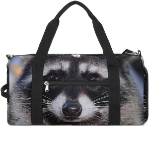 Northern Raccoon's Face Gym Bag for Men Women Travel Duffle Bags with Shoes Compartment Swim Dance Yoga