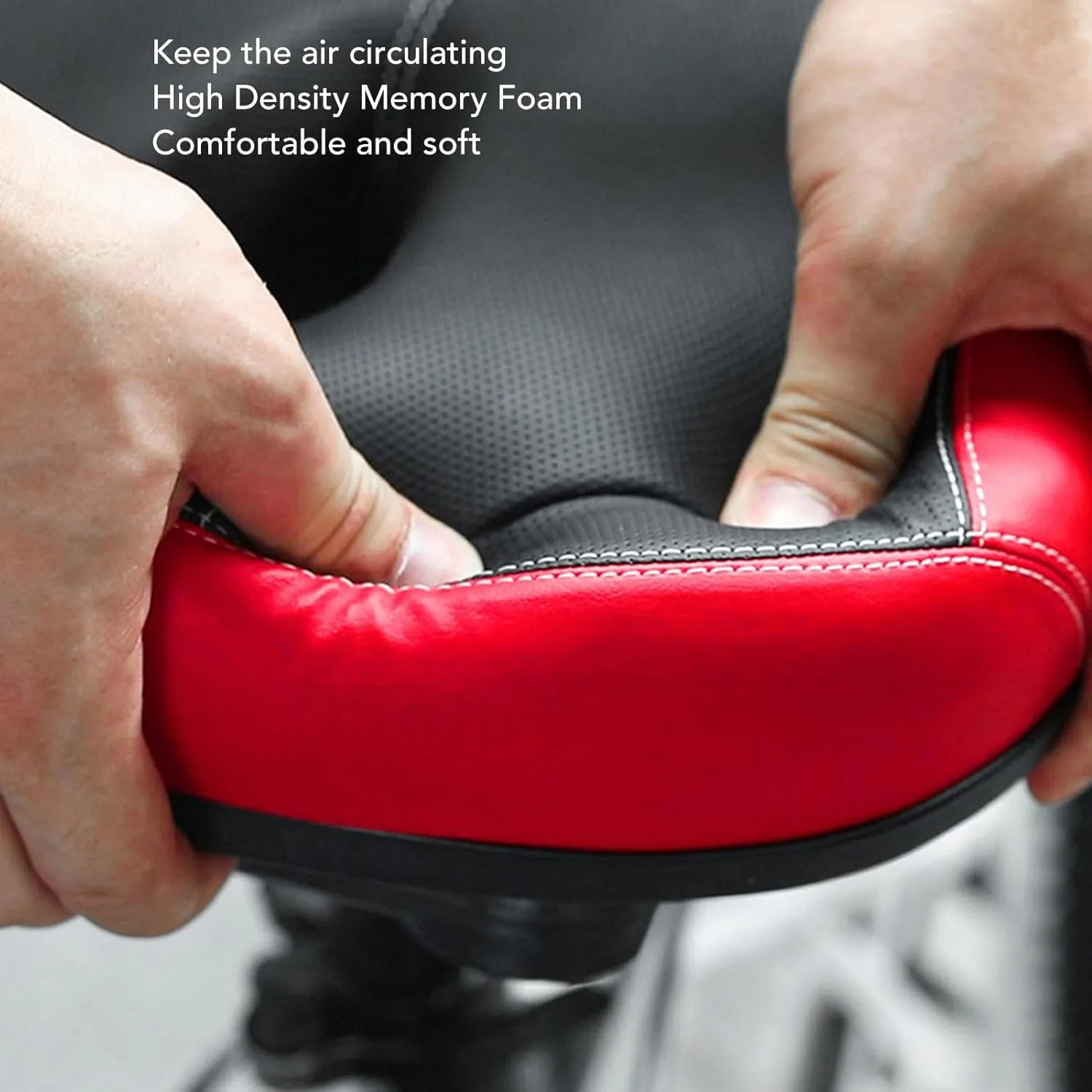 Noseless Bike Seats, Wide Bike Saddle Replacement Thickened Hollow Breathable Shock Absorbing City Mountain Bike SeatsCushion for Men Women