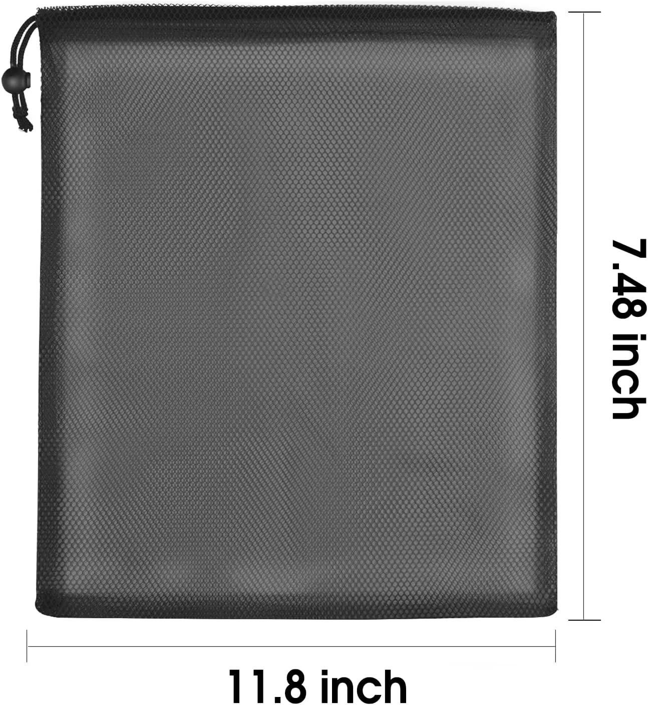 Nylon Mesh Bag with Sliding Drawstring Cord Lock Closure,Large Black Mesh Bag for Golf Tennis Balls,Gym,Shower,Washing Toys,Swimming,Beach,12×7.5 Inch