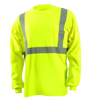 Occunomix LUX-LST2/FR-Y2X Classic Standard Occlux Ansi Long Sleeve T-Shirt with Pocket, Flame Resistant, ANSI Class 2, 2X-Large, Yellow (High Visibility)