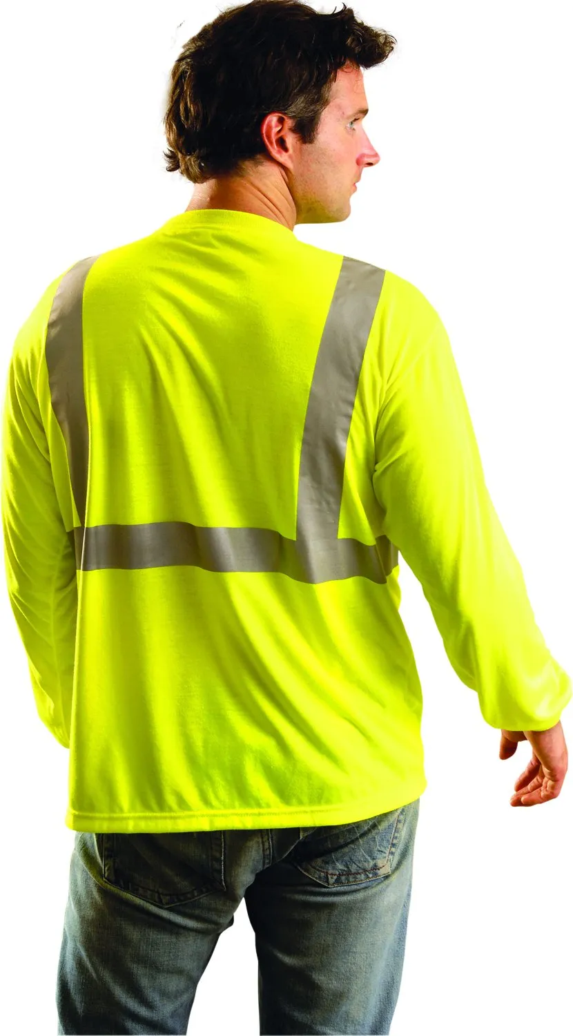 Occunomix LUX-LST2/FR-Y2X Classic Standard Occlux Ansi Long Sleeve T-Shirt with Pocket, Flame Resistant, ANSI Class 2, 2X-Large, Yellow (High Visibility)