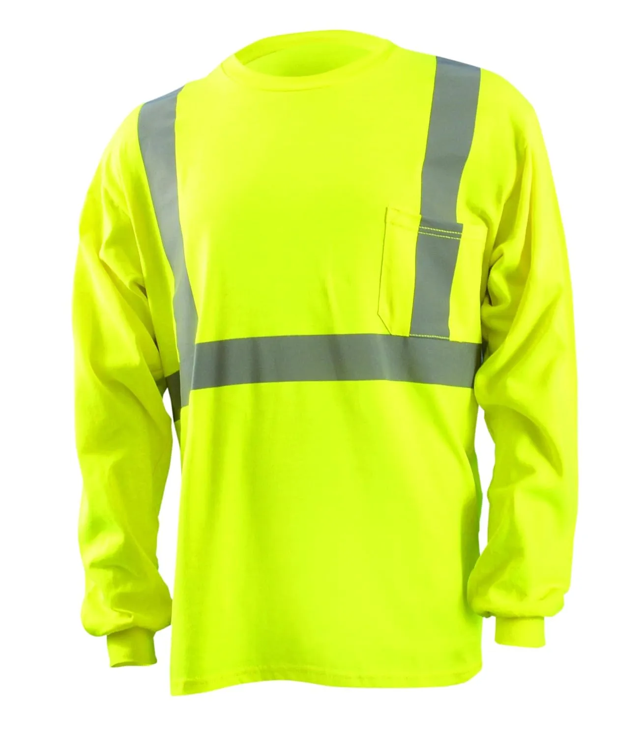 Occunomix LUX-LST2/FR-Y2X Classic Standard Occlux Ansi Long Sleeve T-Shirt with Pocket, Flame Resistant, ANSI Class 2, 2X-Large, Yellow (High Visibility)