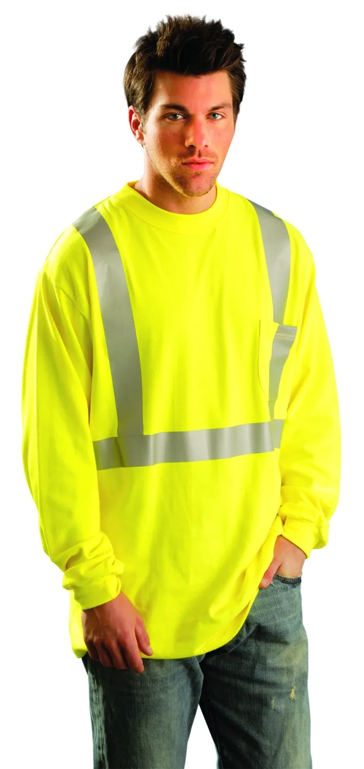 Occunomix LUX-LST2/FR-Y2X Classic Standard Occlux Ansi Long Sleeve T-Shirt with Pocket, Flame Resistant, ANSI Class 2, 2X-Large, Yellow (High Visibility)