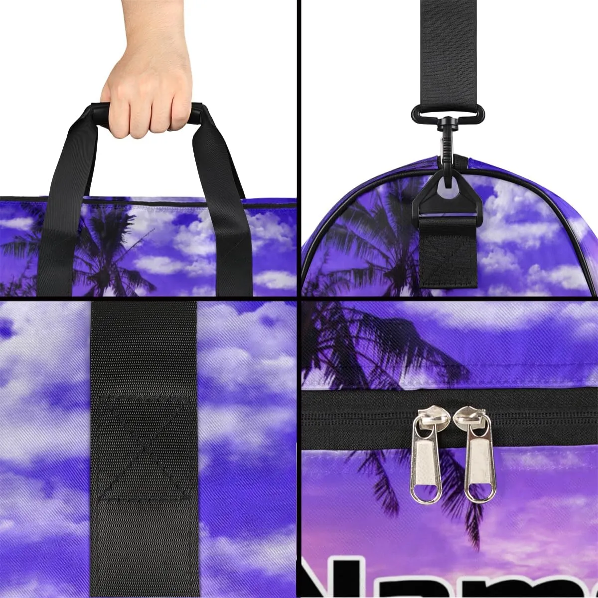 Ocean Beach Personalized Monogrammed Gym Duffel Bag with Shoe Compartment Summer Beach Hawaiian Large Sport Overnight Travel Bags Weekender Bag with Custom Name