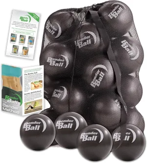 Official Club Kit (Set of 25 Black), Original Soft 9 Inch Pilates Ball, Small Exercise Ball for Barre, Yoga, Stability, Abs Core, Physical Therapy - Mesh Bag, Instructions, Videos