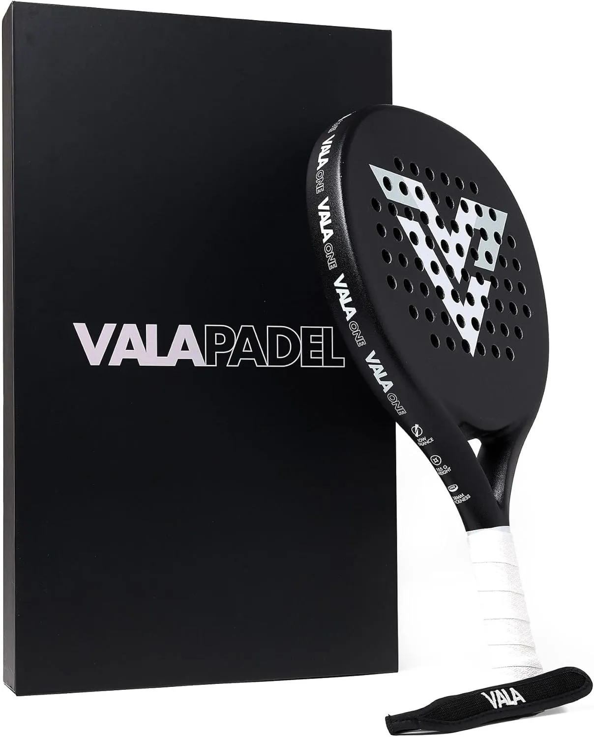One Padel Racket–Lightweight Paddle Carbon Fiber, Shock-Absorbing Design, Round Shape, Extra Grip Texture for Spin & Control, Pala for Men - Women, Ideal for Beginner-Intermediate Player