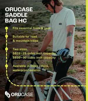 ORUCASE Bike Saddle Bag HC - Compact, Waterproof, Under Seat Bike Bag for Bicycles - Bike Seat Bag w/Secure Rubber Straps - Easy to Install Bike Storage Bag for Tools - 30 Cubic Inches - Glaucous