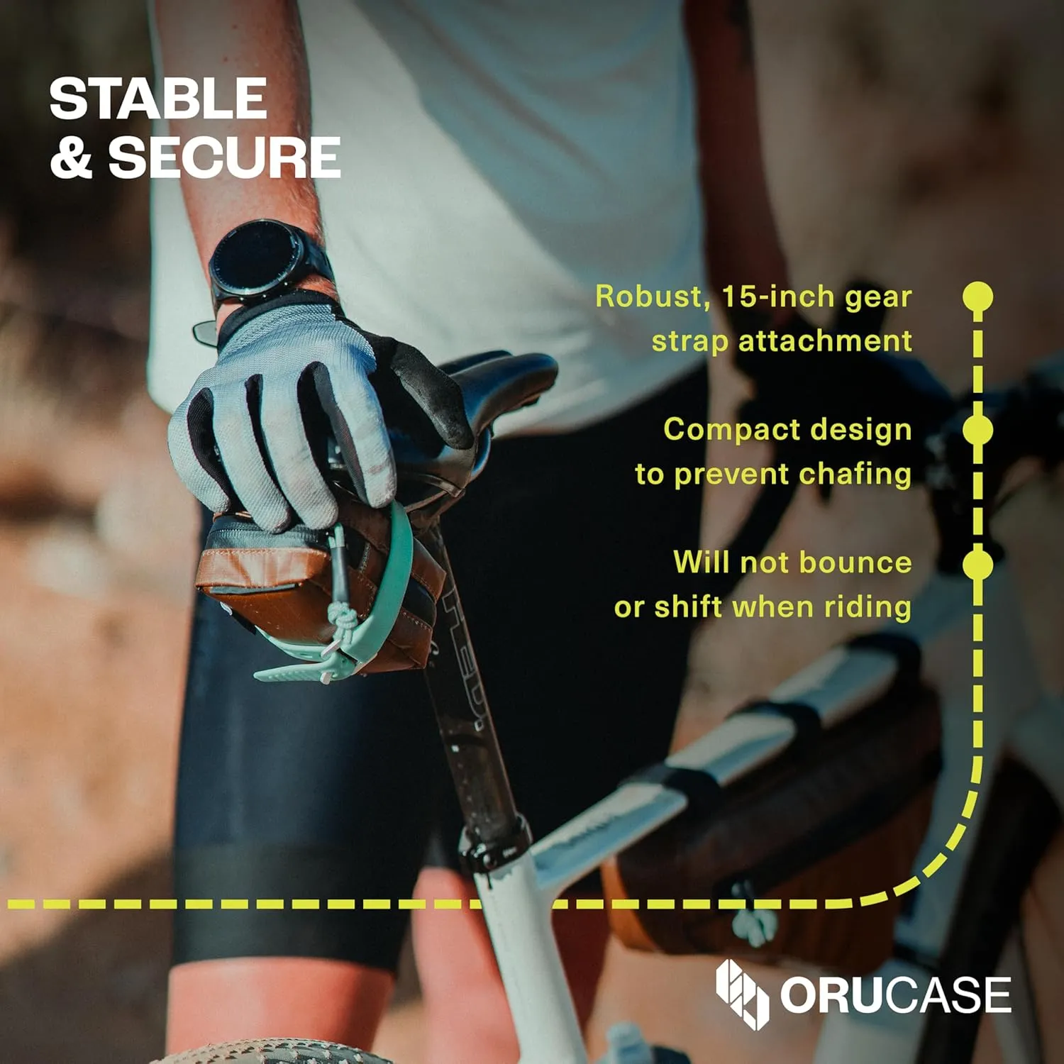 ORUCASE Bike Saddle Bag HC - Compact, Waterproof, Under Seat Bike Bag for Bicycles - Bike Seat Bag w/Secure Rubber Straps - Easy to Install Bike Storage Bag for Tools - 30 Cubic Inches - Glaucous