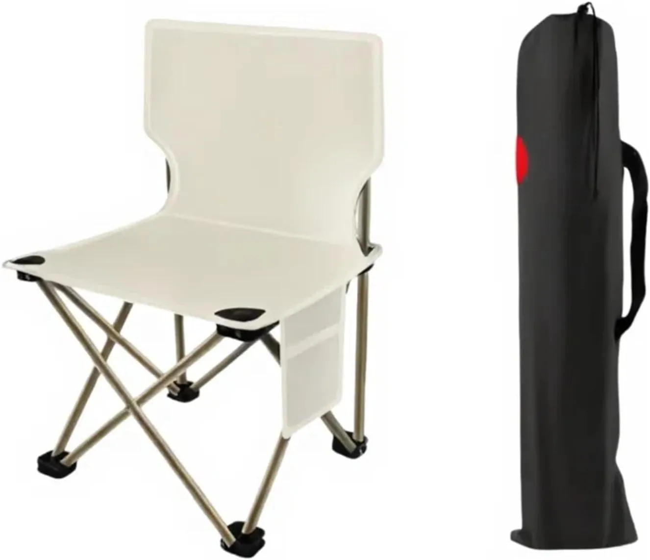 Outdoor Aircraft-Grade Aluminum Foldable Chair, Supports 220lb, Breathable Oxford Fabric, 1-Second Quick Folding, Perfect for Picnic, Fishing, and Portable Use (Large size rice white 36 * 36 * 58cm)