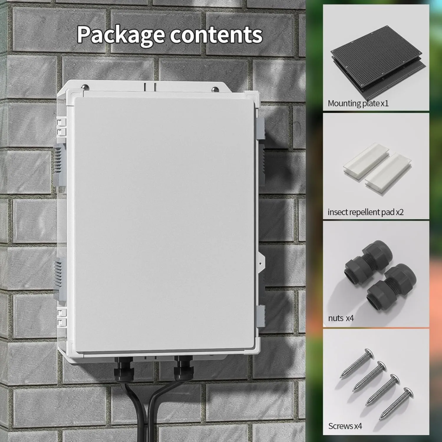 Outdoor Electrical Junction Box, ABS Water Resistant Enclosure with Internal Mounting Panel & Hinged Cover, 15.7" H* 11" L* 5.9" W