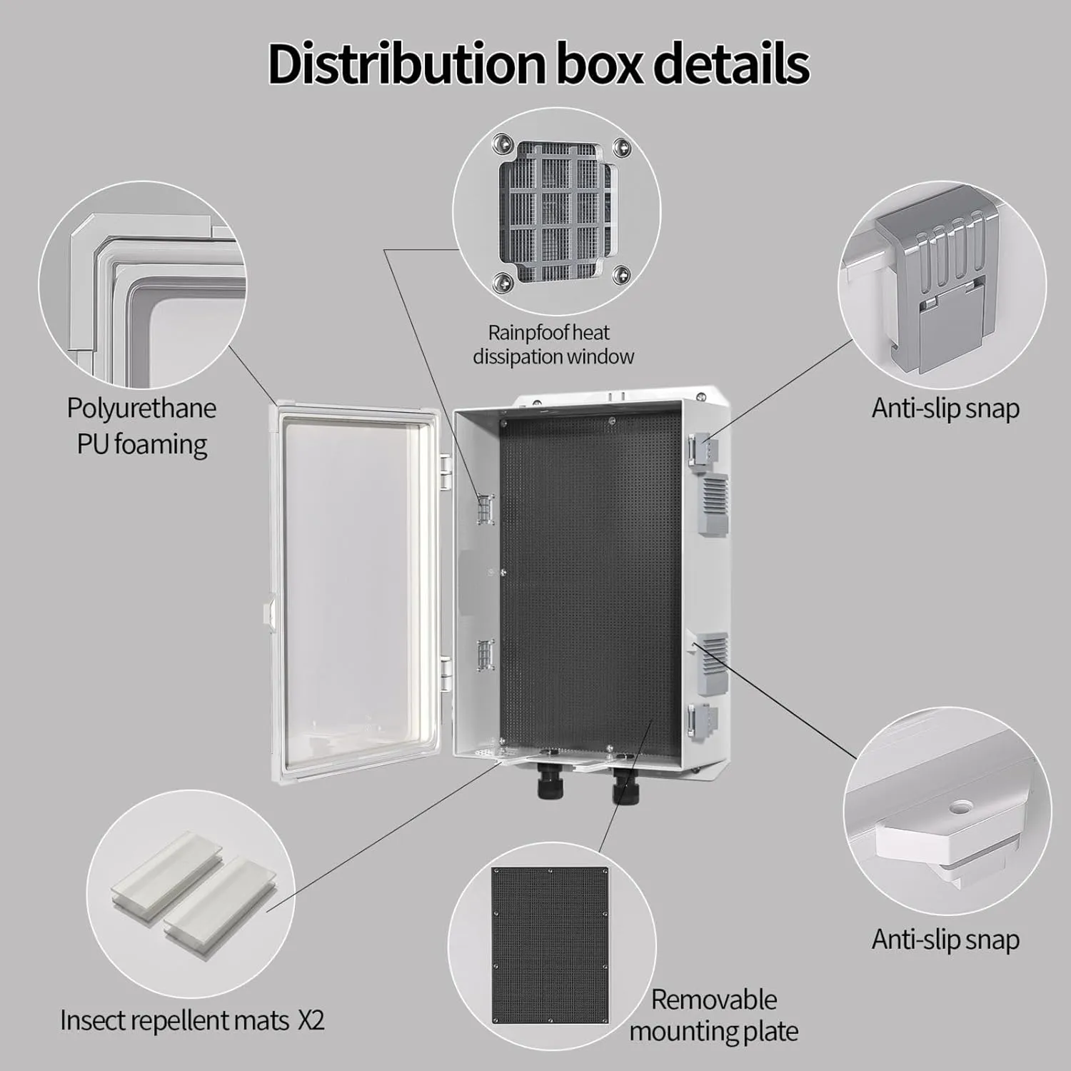 Outdoor Electrical Junction Box, ABS Water Resistant Enclosure with Internal Mounting Panel & Hinged Cover, 15.7" H* 11" L* 5.9" W