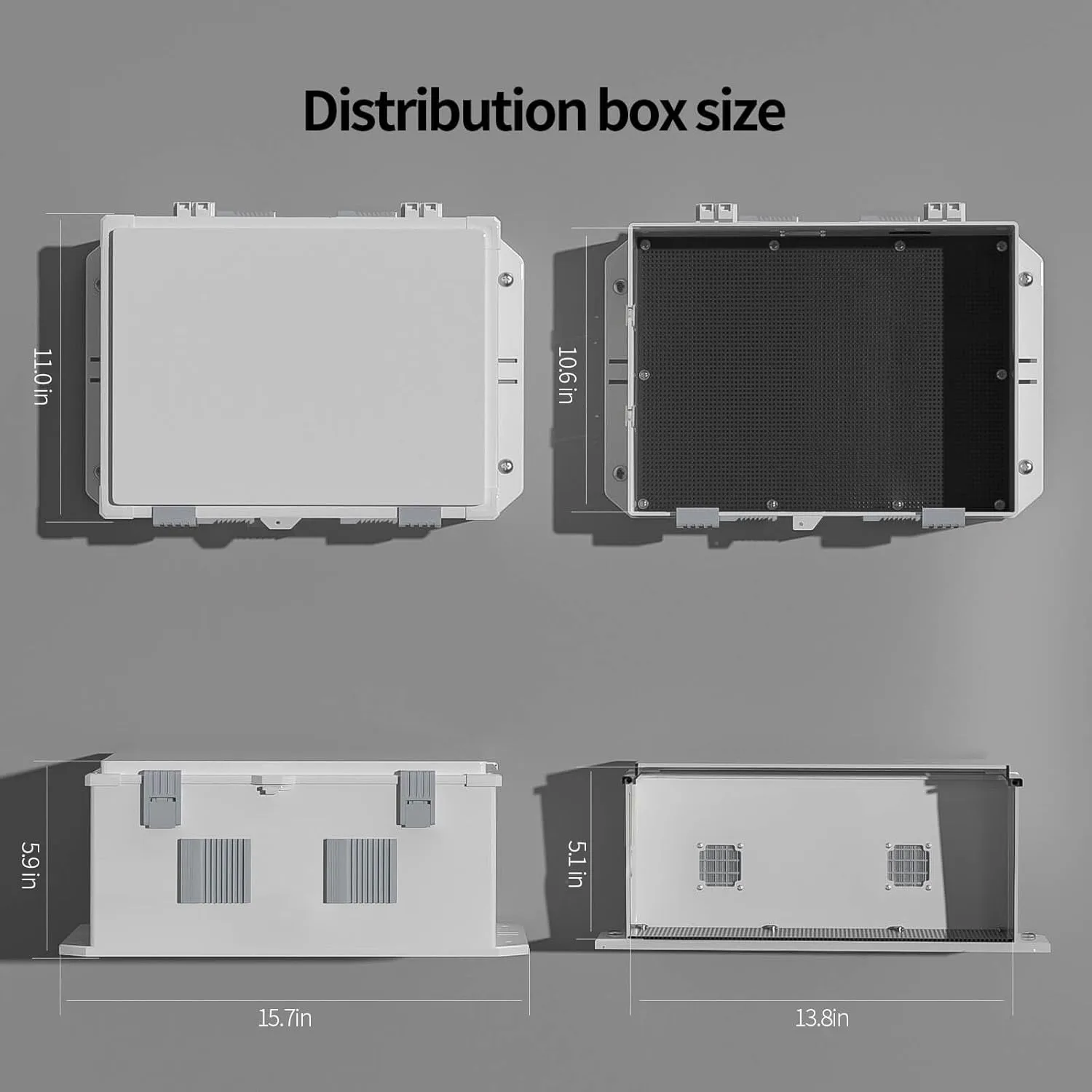 Outdoor Electrical Junction Box, ABS Water Resistant Enclosure with Internal Mounting Panel & Hinged Cover, 15.7" H* 11" L* 5.9" W