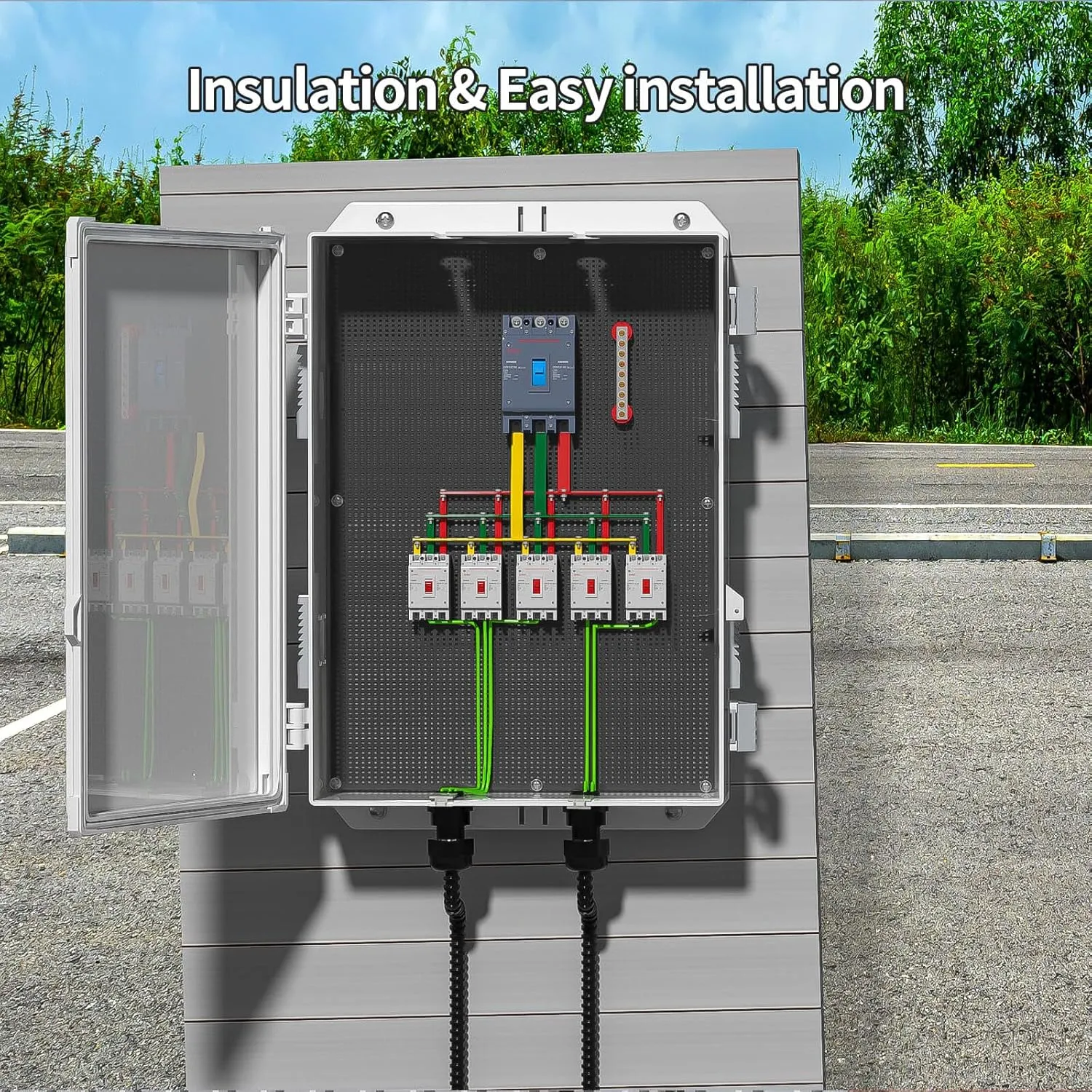 Outdoor Electrical Junction Box, ABS Water Resistant Enclosure with Internal Mounting Panel & Hinged Cover, 15.7" H* 11" L* 5.9" W