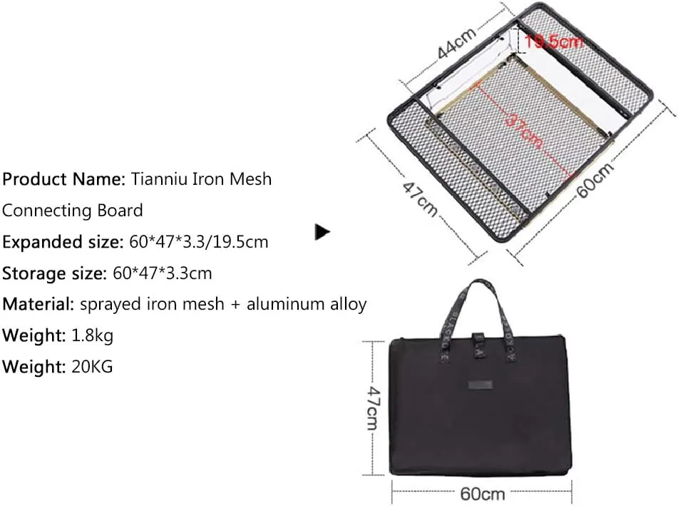 Outdoor Mobile Kitchen Iron Mesh Table, Portable Folding Camping Aluminum Alloy Picnic Barbecue Table Self-Driving Equipment Kitchen Console,B