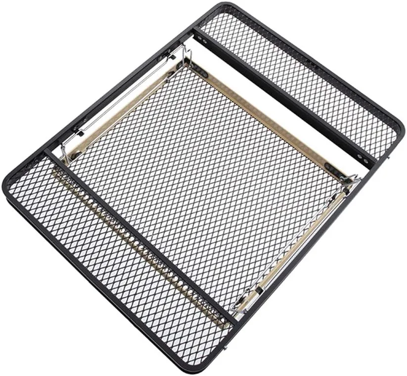 Outdoor Mobile Kitchen Iron Mesh Table, Portable Folding Camping Aluminum Alloy Picnic Barbecue Table Self-Driving Equipment Kitchen Console,B