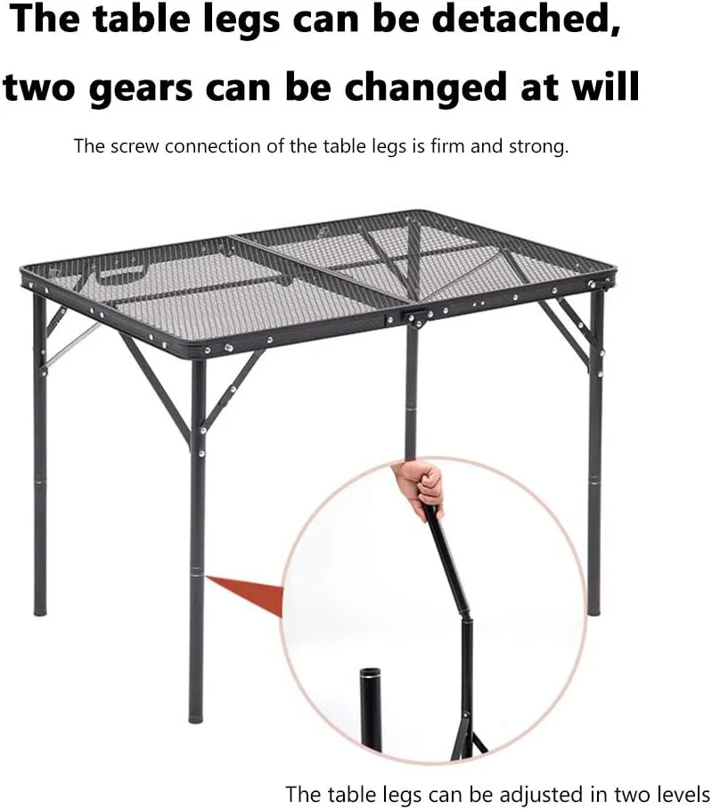 Outdoor Mobile Kitchen Iron Mesh Table, Portable Folding Camping Aluminum Alloy Picnic Barbecue Table Self-Driving Equipment Kitchen Console,B