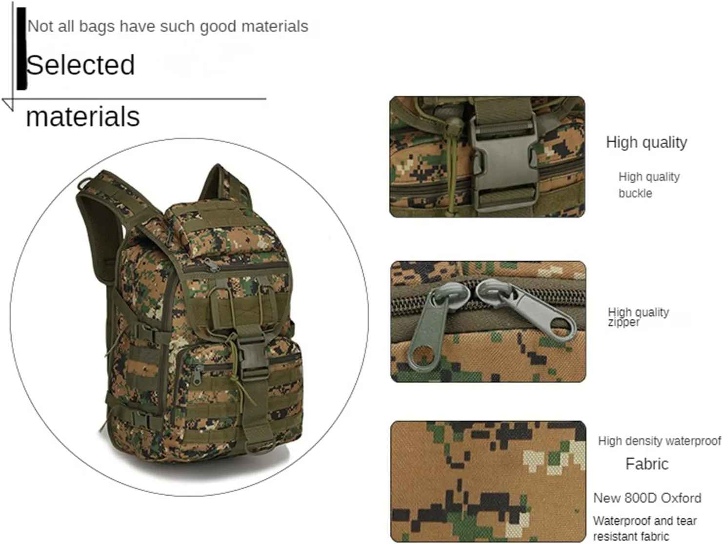 Outdoor Shoulder Tactical Bag Waterproof Mountaineering Bag Hiking Camo Backpack,Sand number