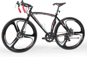 Outroad Road Bike 14-21Speed 700C Wheel with Light Aluminum Alloy Frame Commuter Bicycle with Dual Disc/V Brakes for Men and Women Blue,Red,Black,White