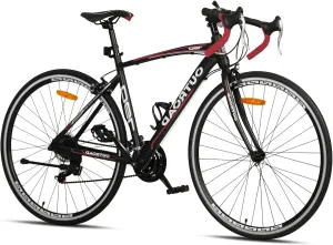 Outroad Road Bike 14-21Speed 700C Wheel with Light Aluminum Alloy Frame Commuter Bicycle with Dual Disc/V Brakes for Men and Women Blue,Red,Black,White