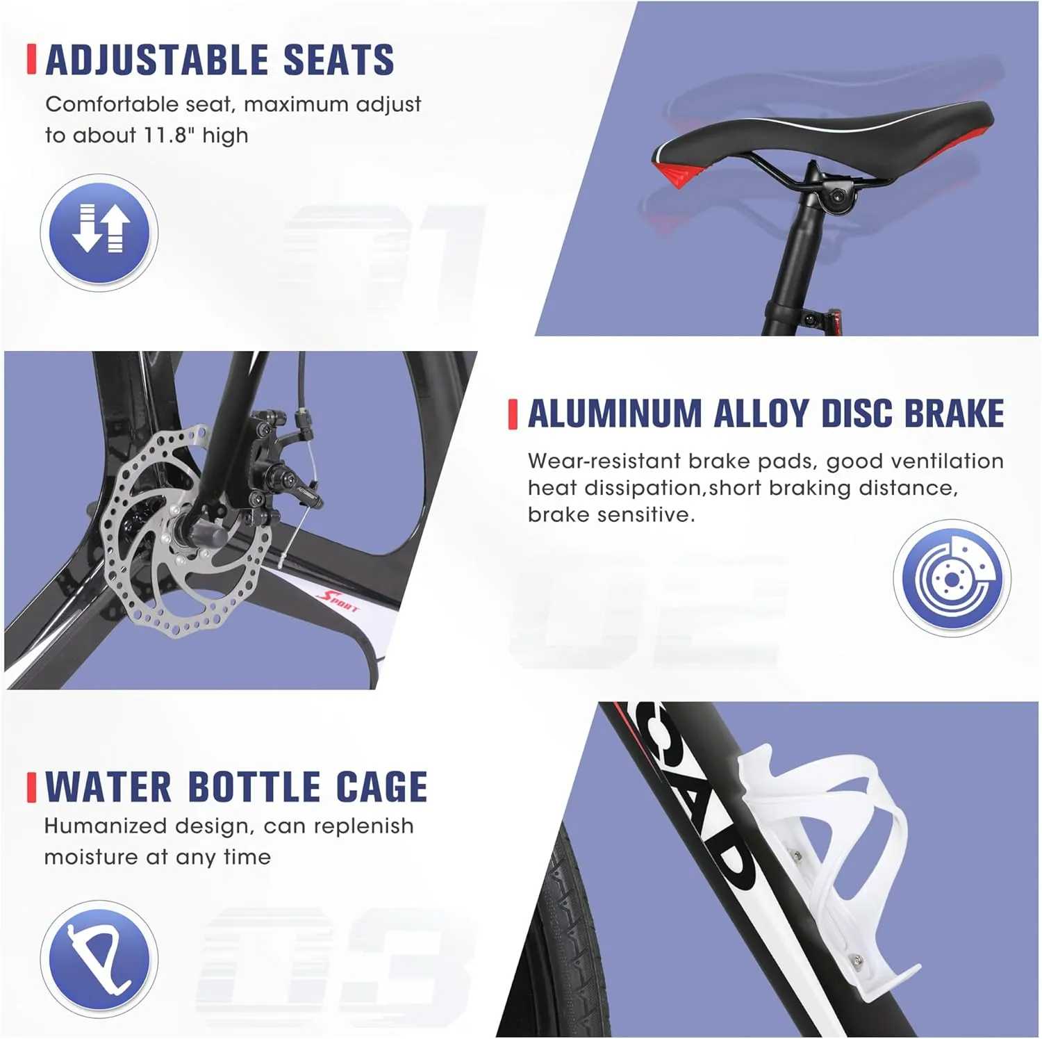 Outroad Road Bike 14-21Speed 700C Wheel with Light Aluminum Alloy Frame Commuter Bicycle with Dual Disc/V Brakes for Men and Women Blue,Red,Black,White