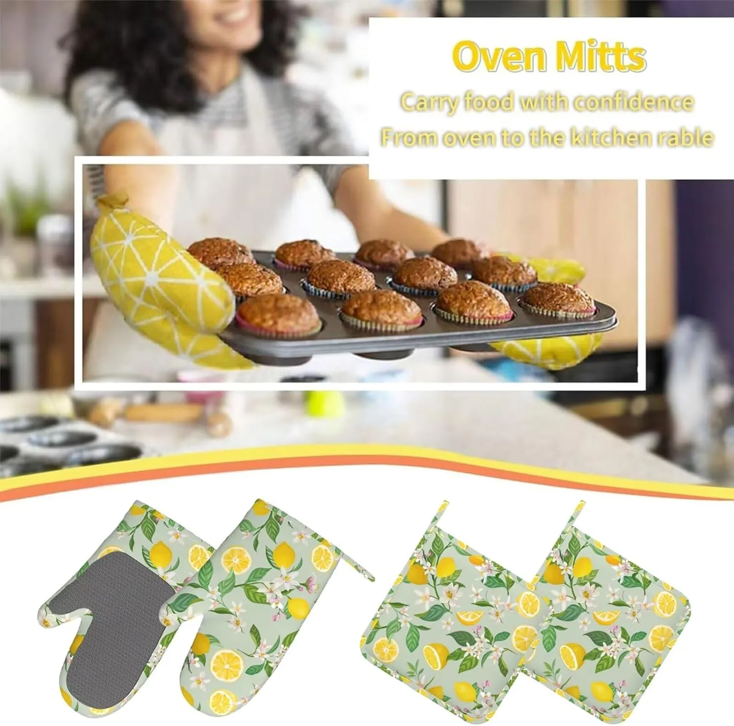 Oven Mitts and Pot Holders with Apron Set of 5 Silicone Kitchen Mitts Apron Pot Holder Set Oven Gloves Hot Holders