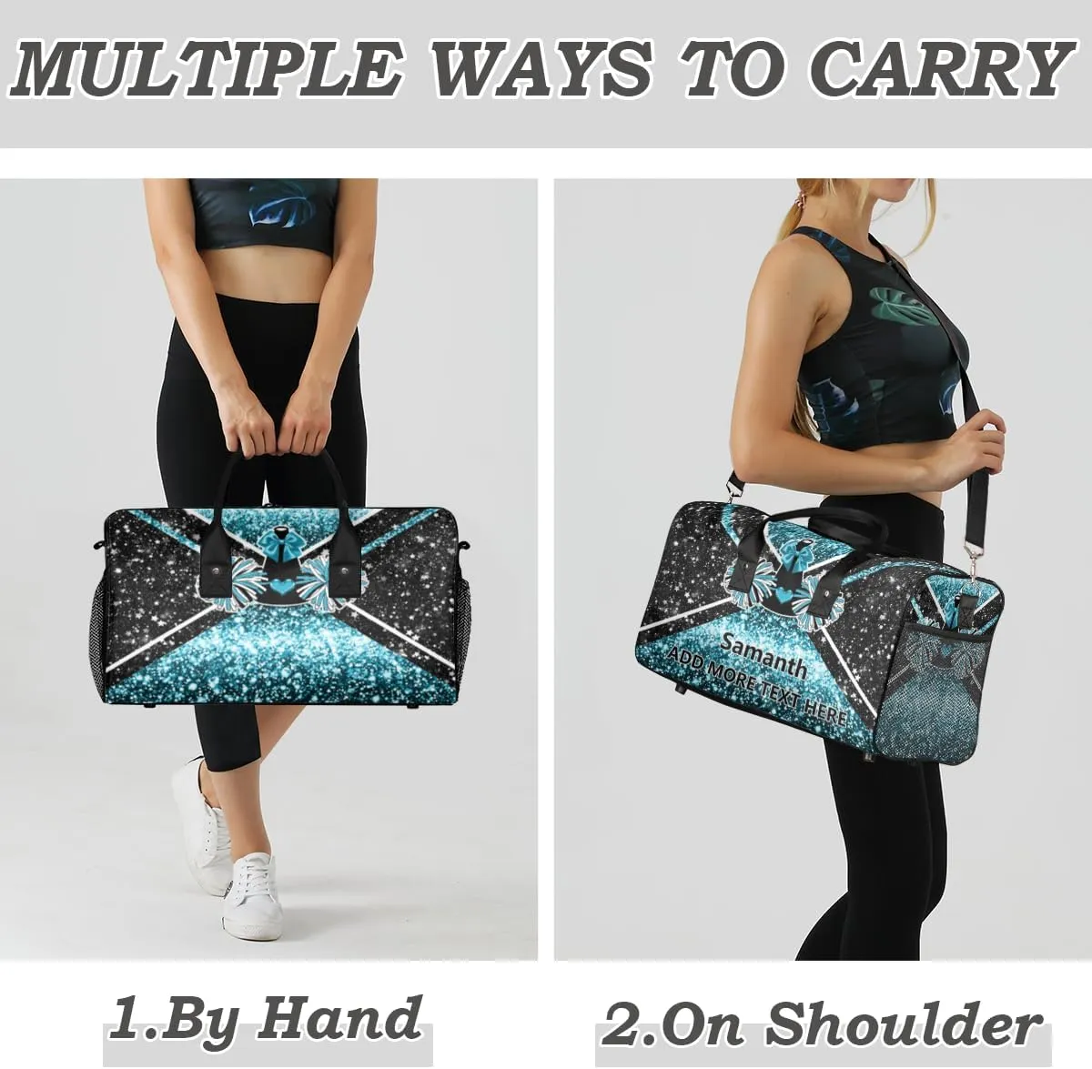 Overnight Shoulder Bag for Women Men Personalized Foldable Cheer Travel Workout Bag Carry on Weekender Bag for Sports Camping Gym