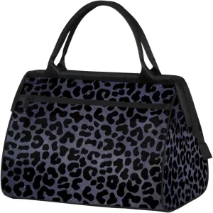 Overnight Weekender Bag for Women Men Black Leopard Cheetah Waterproof Carry On Travel Duffel Bags with Zipper Lightweight Sports Gym Bag Luggage Workout Handle Bags for Traveling Yoga Camping