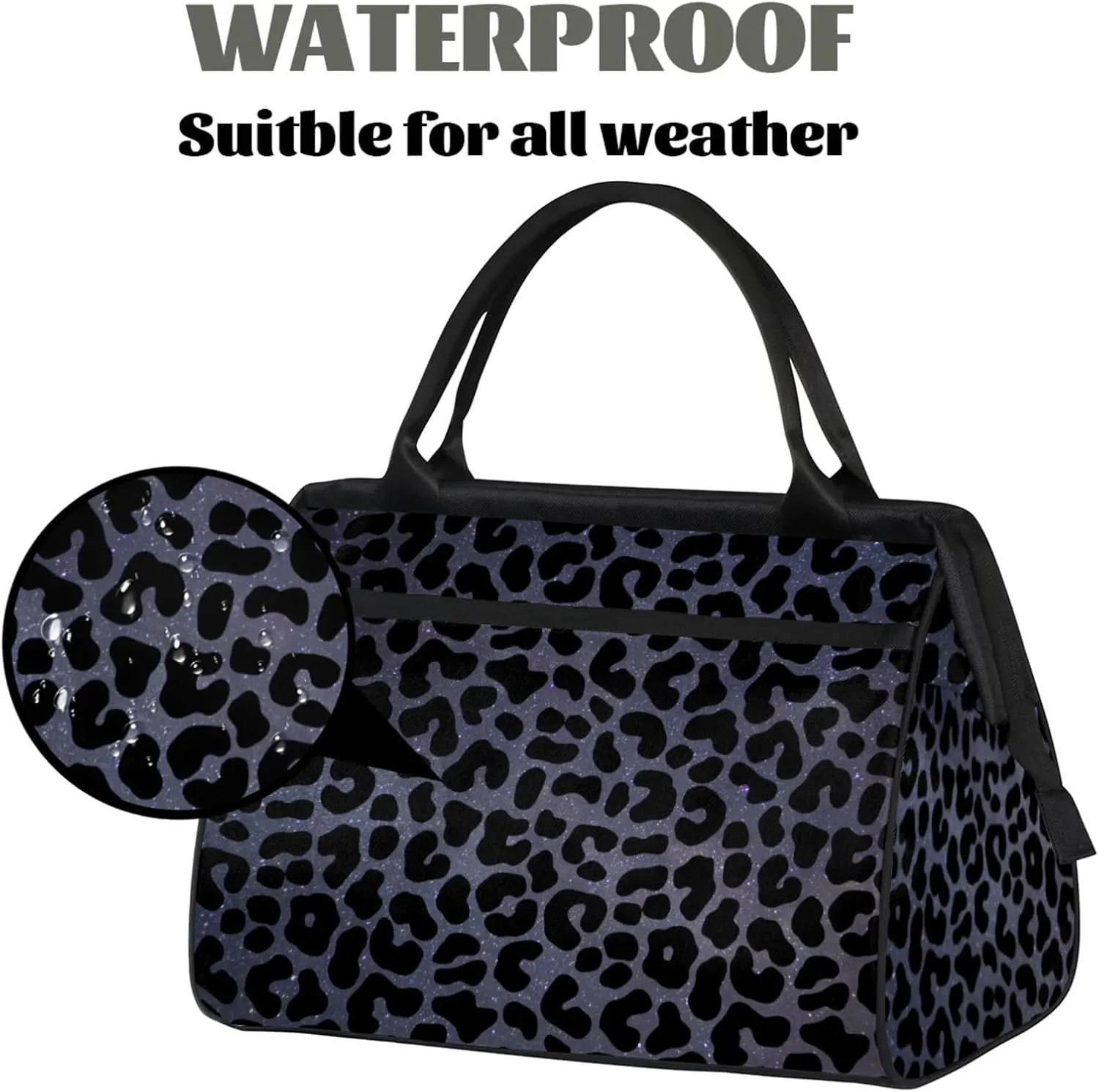 Overnight Weekender Bag for Women Men Black Leopard Cheetah Waterproof Carry On Travel Duffel Bags with Zipper Lightweight Sports Gym Bag Luggage Workout Handle Bags for Traveling Yoga Camping