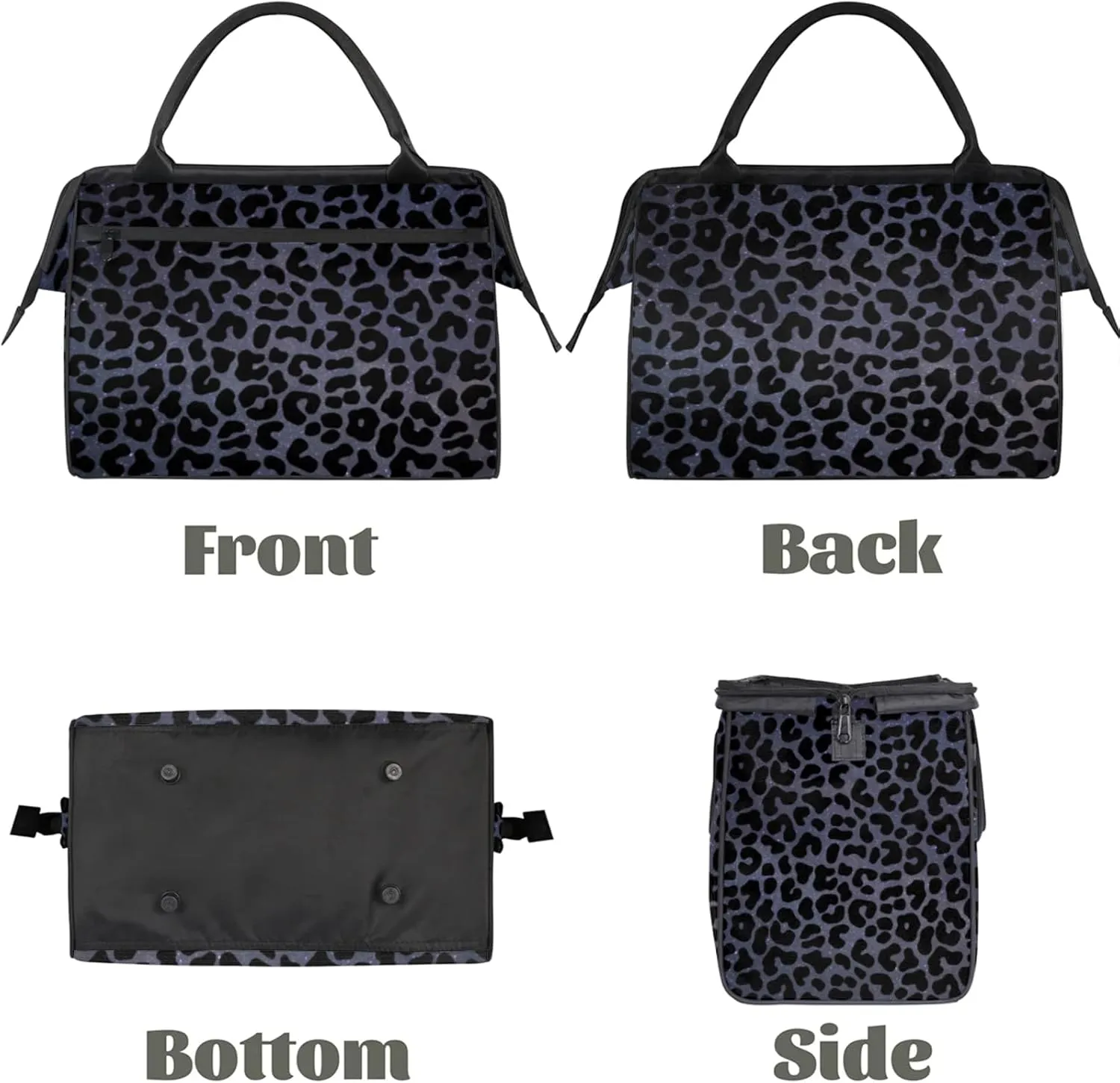 Overnight Weekender Bag for Women Men Black Leopard Cheetah Waterproof Carry On Travel Duffel Bags with Zipper Lightweight Sports Gym Bag Luggage Workout Handle Bags for Traveling Yoga Camping
