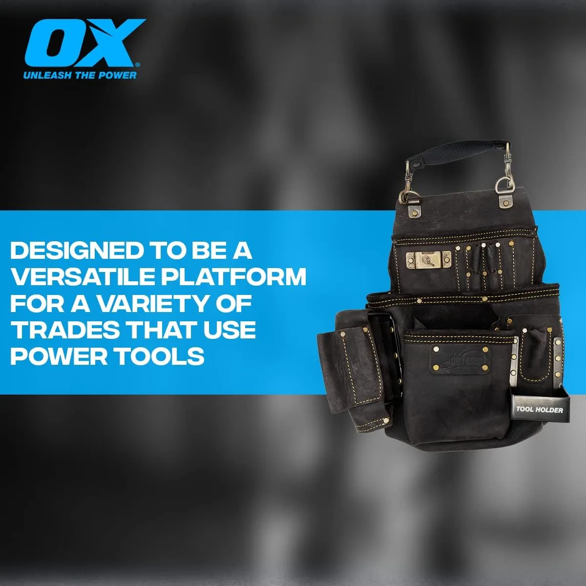 OX Tools Pro Oil-Tanned Leather Tool Pouch Set – Heavy-Duty Tool Belt Pouches for Carpenters, Drywallers, Framers & Electricians, Multi-Pocket, Reinforced Stitching & Hammer Holders