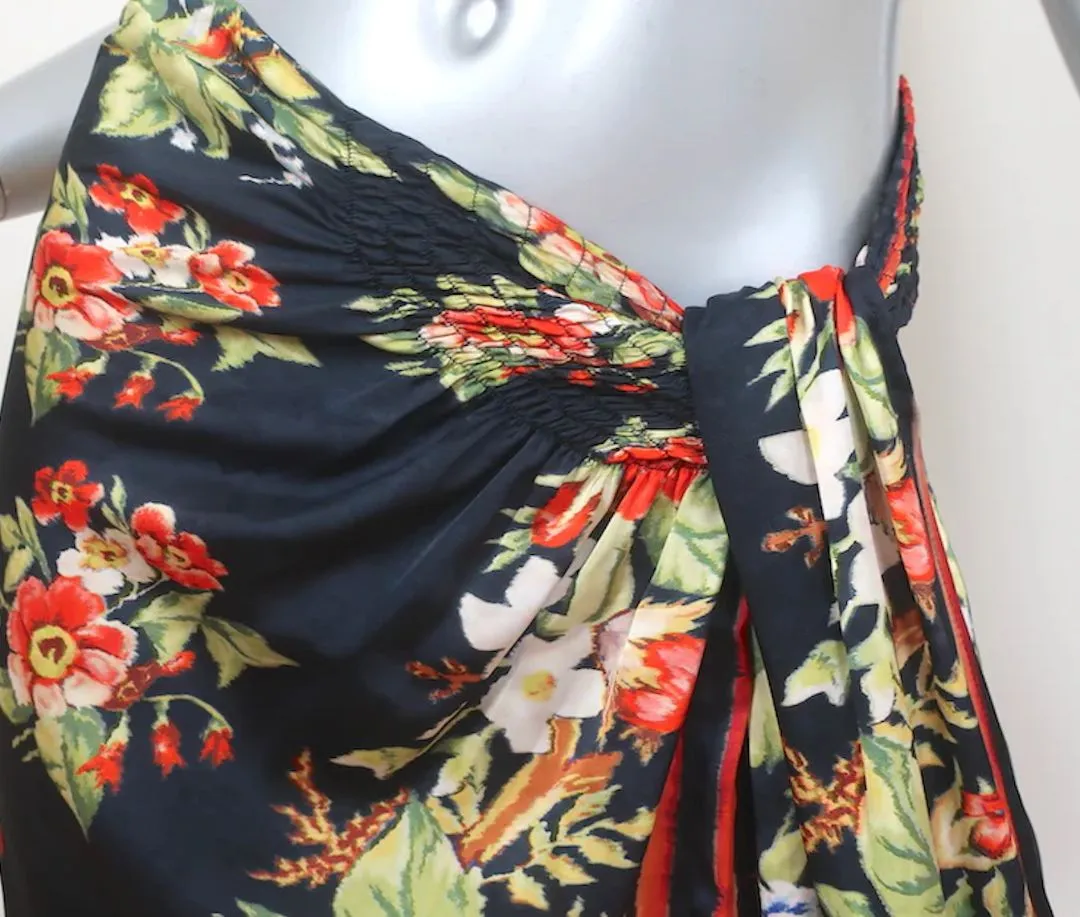 PACO RABANNE floral print silk maxi skirt