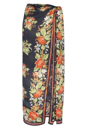 PACO RABANNE floral print silk maxi skirt
