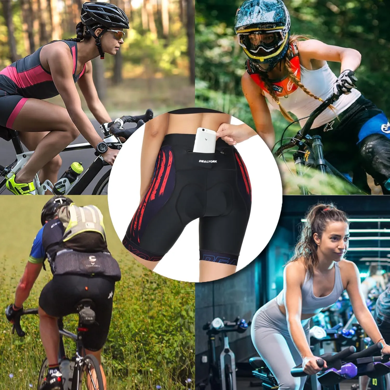 Padded Bike Shorts Women Cycling Underwear Bicycle Biking Biker Short with 4D Padding Super Lightweight Breathable