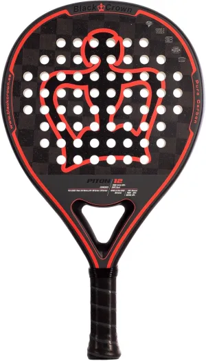 Paddle racquet Piton 12 - Round Shape - Control and Power - Weight 355 to 370 g - Frame 38 mm with Double Tubular Carbon Fiber 80% - Resistant - Professional Level.