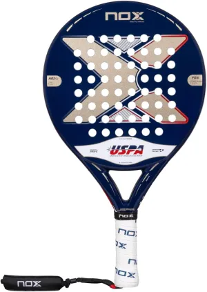 Padel Racket Pro Cup USPA Exclusive Edition 2025 | Official NOX USPA Circuit Raqueta Padel | Carbon Frame & HR3 Core | Premium Pala USA Design with Fiber Glass Silver & Smartstrap Technology