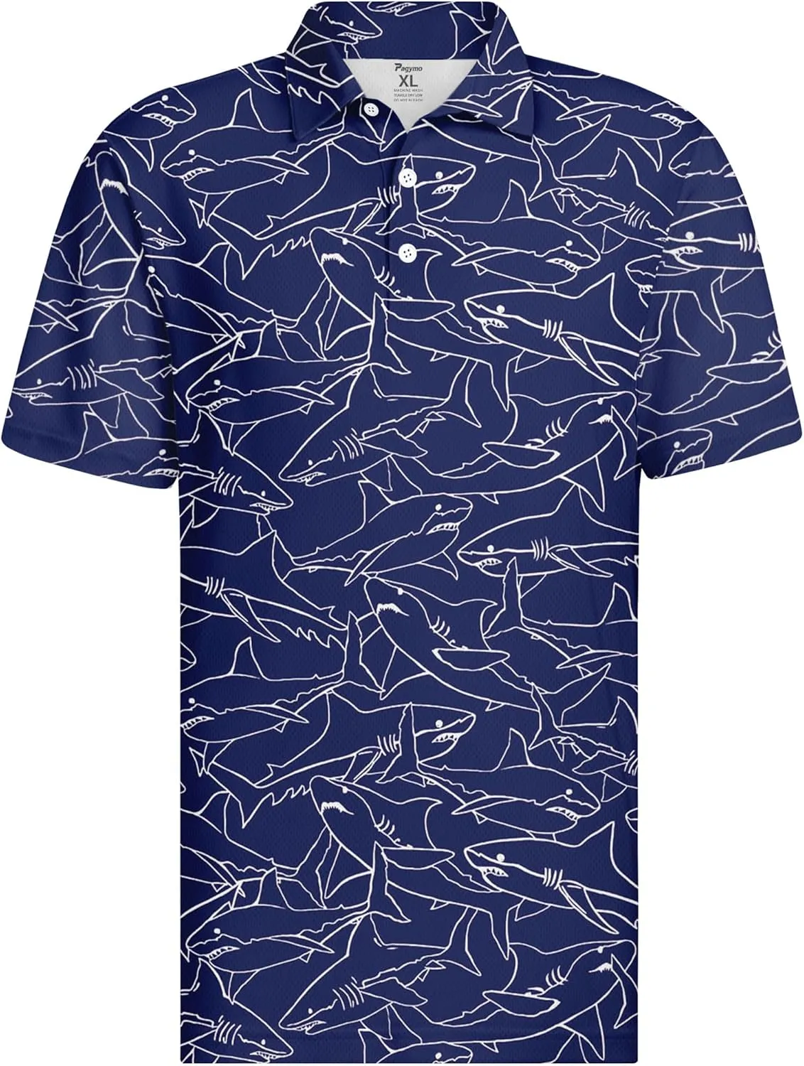 PAGYMO Golf Shirts for Men Crazy Funny Hawaiian Print Mens Polo Shirt