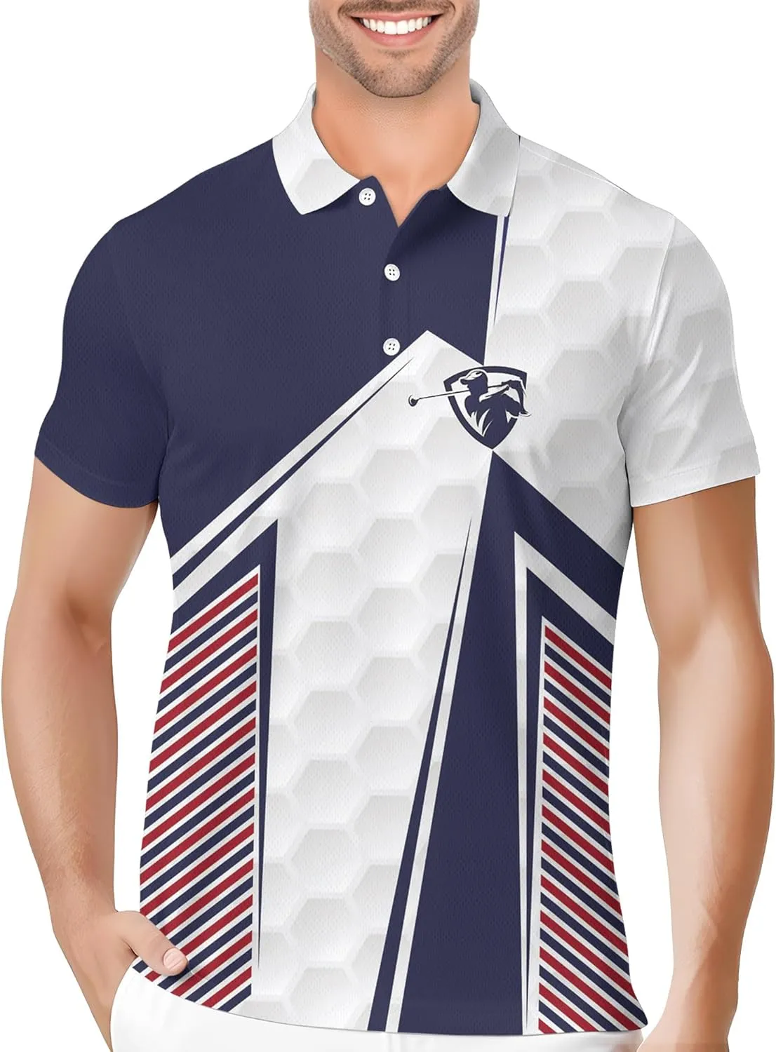 PAGYMO Golf Shirts for Men Crazy Funny Hawaiian Print Mens Polo Shirt
