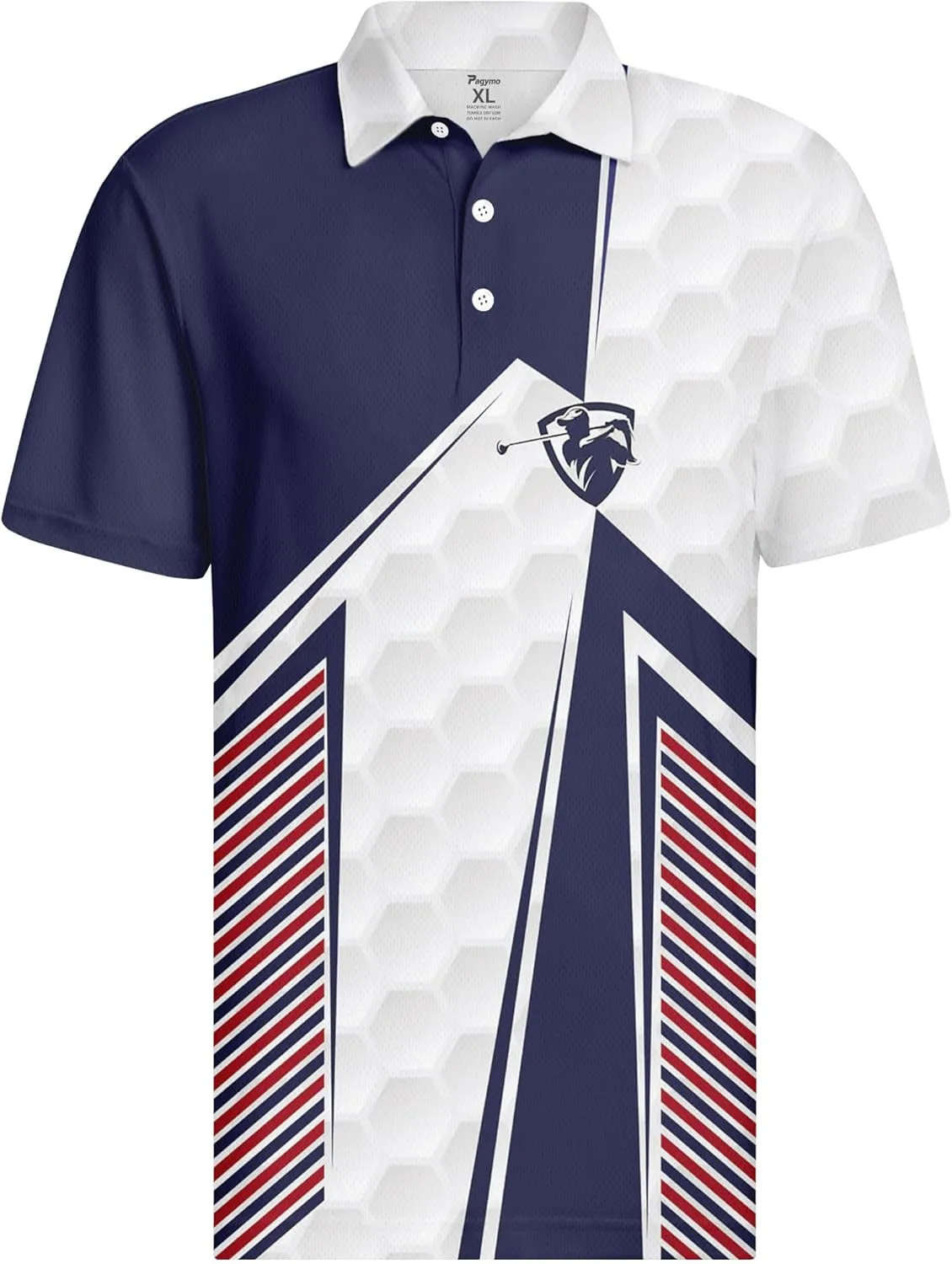 PAGYMO Golf Shirts for Men Crazy Funny Hawaiian Print Mens Polo Shirt