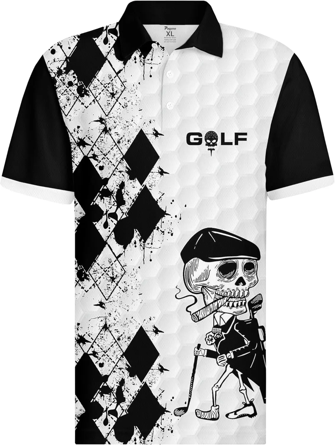 PAGYMO Golf Shirts for Men Crazy Hawaiian Funny Print Mens Polo Shirt