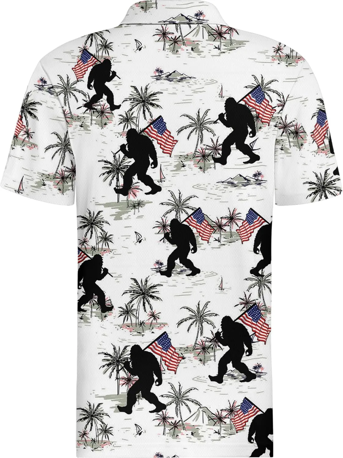 PAGYMO Golf Shirts for Men Crazy Hawaiian Funny Print Mens Polo Shirt