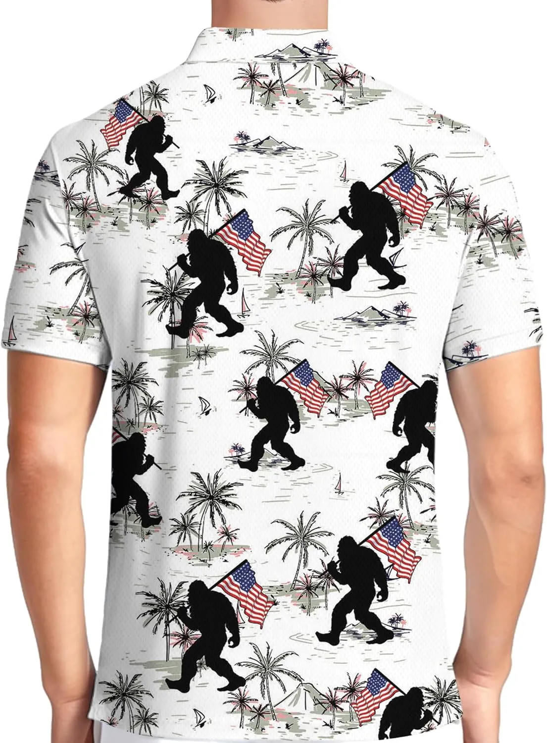 PAGYMO Golf Shirts for Men Crazy Hawaiian Funny Print Mens Polo Shirt