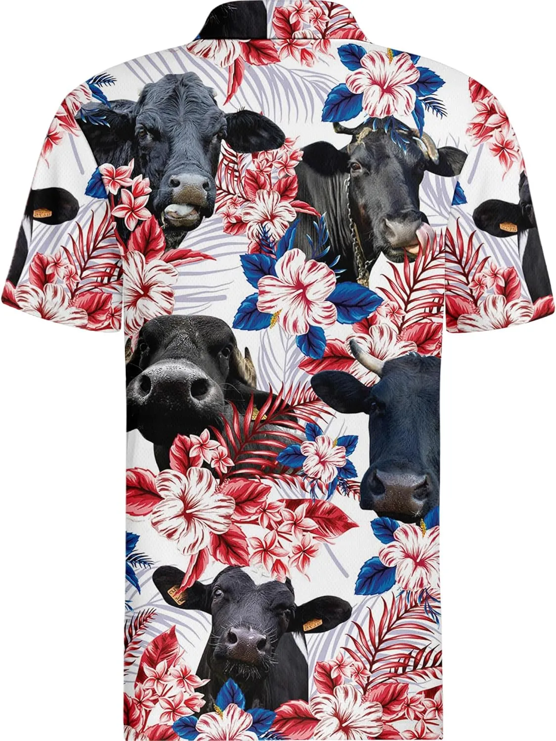 PAGYMO Golf Shirts for Men Crazy Hawaiian Print Funny Mens Polo Shirt