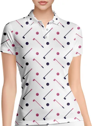PAGYMO Womens Golf Shirt Crazy Funny Hawaiian Polo Shirts for Women