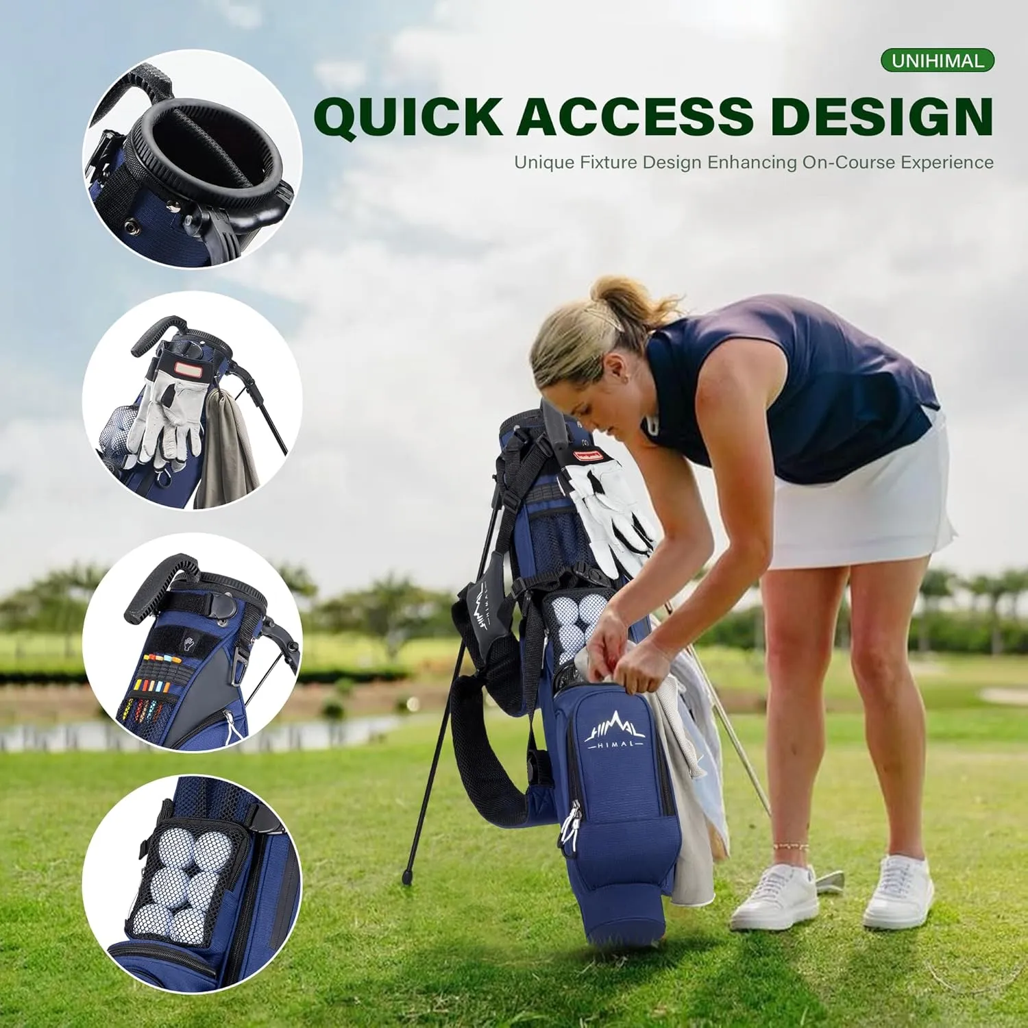 Par 3 Golf Bag Small Lightweight with Dual Shoulder Straps – Pitch n Putt Golf Bag Easy to Carry and Durable for Men/Women– 31.5 inches Tall