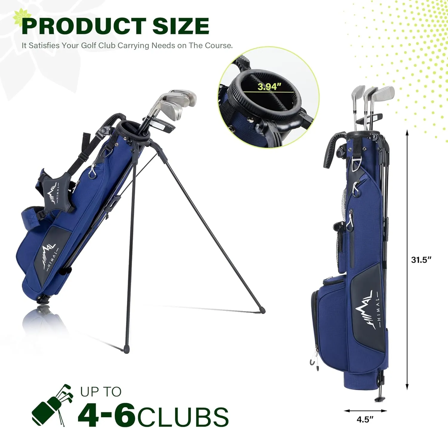 Par 3 Golf Bag Small Lightweight with Dual Shoulder Straps – Pitch n Putt Golf Bag Easy to Carry and Durable for Men/Women– 31.5 inches Tall