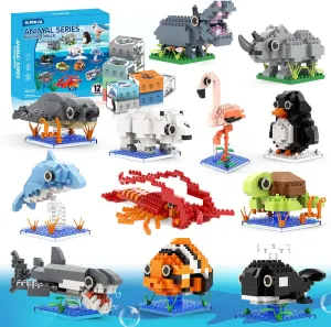 Party Favors for Kids 8-12, 1635PCS-12 Kinds of Animals Building Block Toy, Easter Gifts Goodie Bags Stocking Stuffer Classroom Prizes Building Set, Birthday Gift for Boys Girls Ages 8 9 10 11 