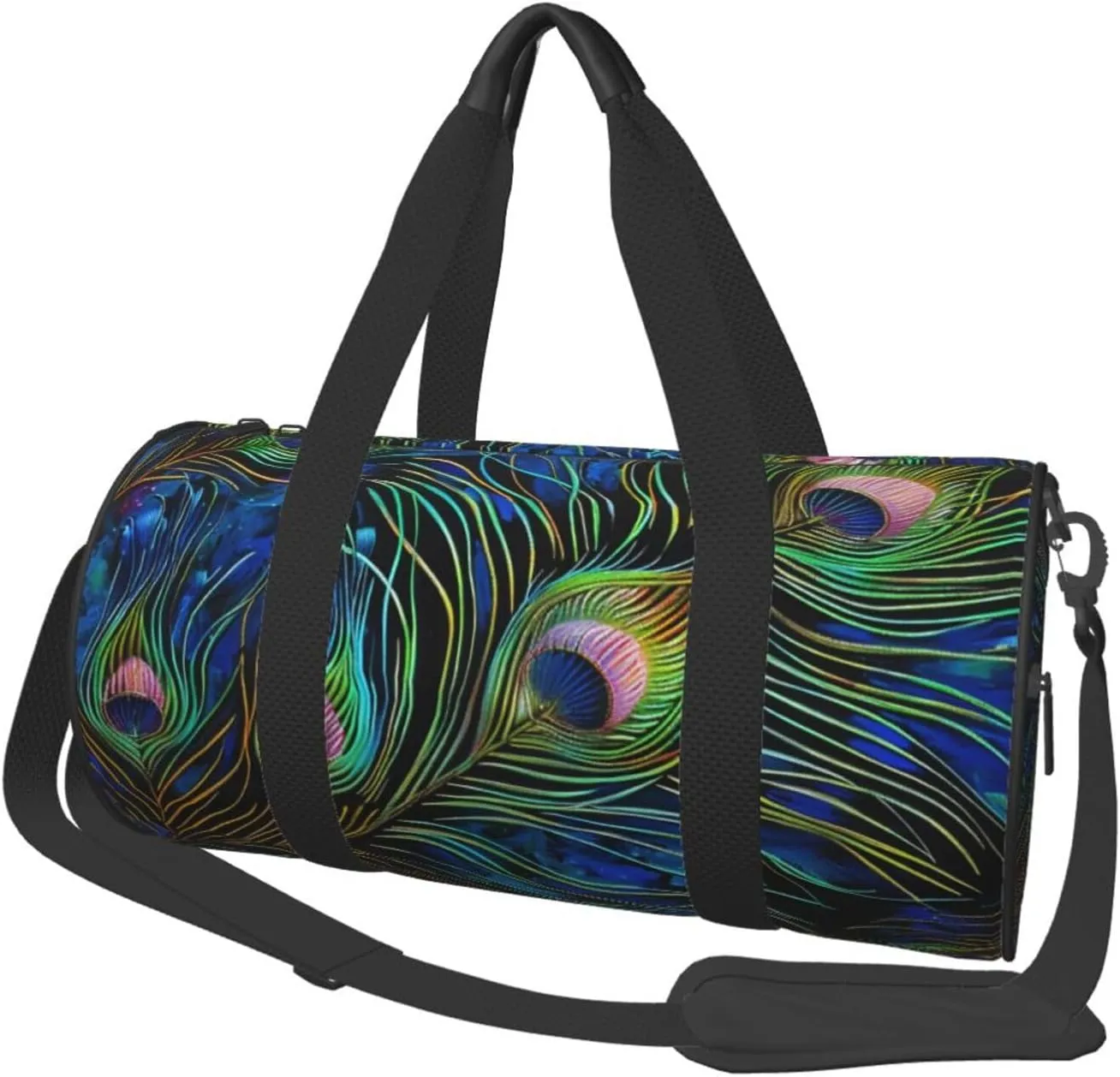 Peacock Feather 1 Printed Sports Gym Bag for Men Women Foldable Duffel Bag Carry On Weekender Bag for Travel Sports