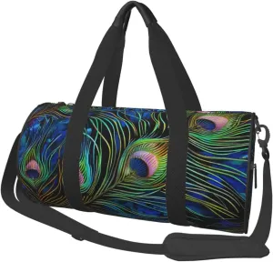 Peacock Feather 1 Printed Sports Gym Bag for Men Women Foldable Duffel Bag Carry On Weekender Bag for Travel Sports
